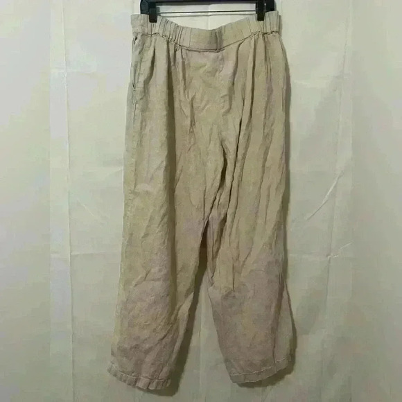 Sutton Studio Women's Linen Cream Wide-Leg Pants - Size 16W, Perfect for Summer - Picture 3 of 5